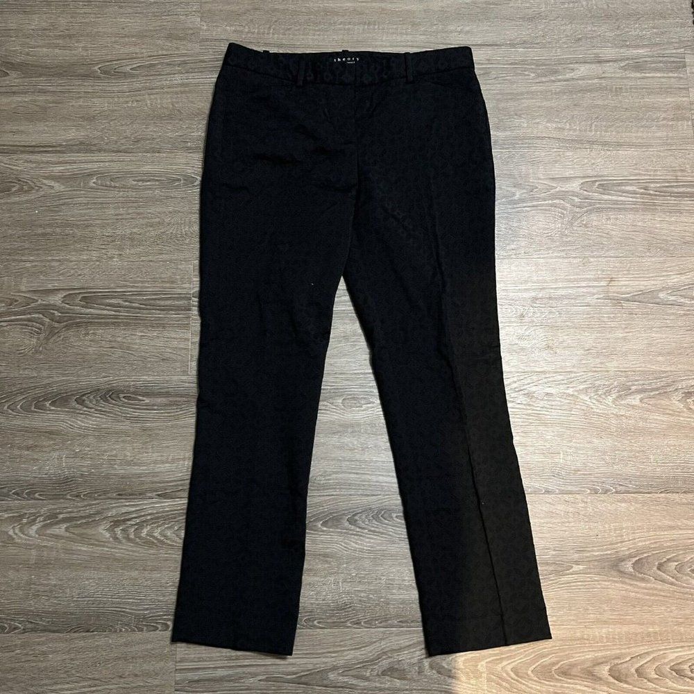 Theory Womens Izelle Charismatic Jacquard Dress Pants Black Size 8